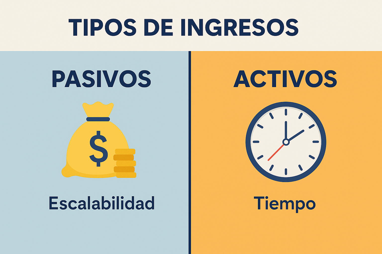 Comparación entre ingresos pasivos y activos